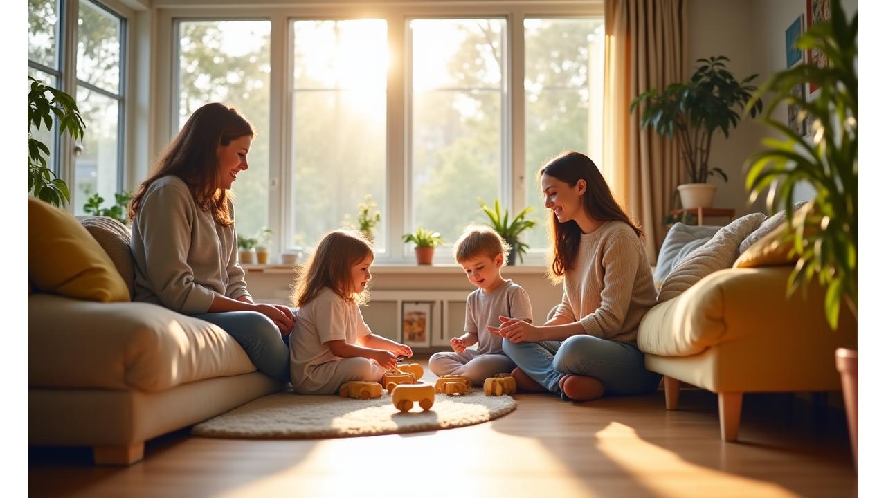 Family enjoying a healthy, child-friendly living space