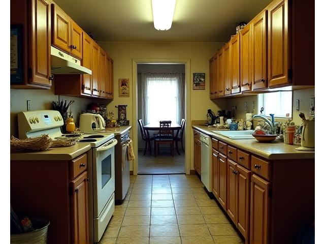 Disorganized and dark family kitchen before redesign